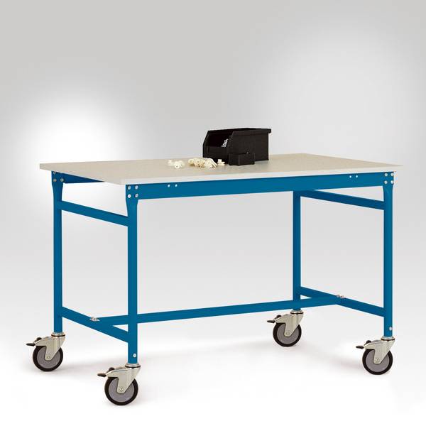 Manuflex LB4016.5007 ESD ESD-Beistelltisch BASIS mobil mit Kunststoff-Tischplatte in Brillantblau RAL 5007, BxTxH: 1000 x 600 x 856 mm  Brillantblau (RAL 5007)