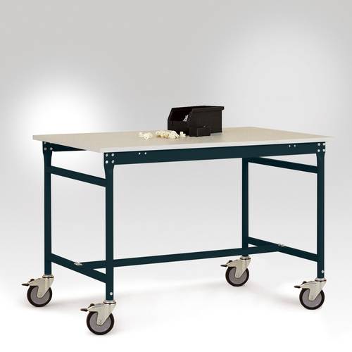 Thumbnail - Manuflex LB4063.7016 ESD ESD-Beistelltisch BASIS mobil mit Kautschuk-Tischplatte in Anthrazit RAL 7016, BxTxH: 1500 x 80...