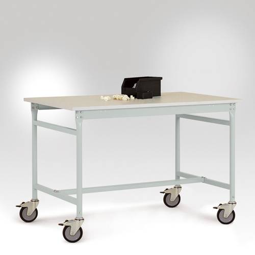 Thumbnail - Manuflex LB4038.7035 ESD ESD-Beistelltisch BASIS mobil mit Melamin-Tischplatte in Lichtgrau RAL 7035, BxTxH: 1250 x 600 ...