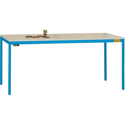 Thumbnail - Manuflex LD1908.5012 ESD ESD-Arbeitstisch UNIDESK mit Melaminplatte, Gestell Lichtblau RAL 5012, BxTxH = 1200 x 800 x 72...