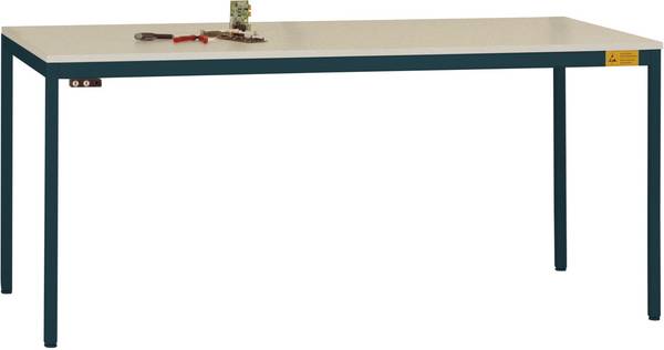 Manuflex LD1116.7016 ESD ESD-Arbeitstisch UNIDESK mit Kunststoffplatte, Gestell Anthrazit RAL 7016, BxTxH = 2000 x 800 x 723-733 mm  Anthrazit