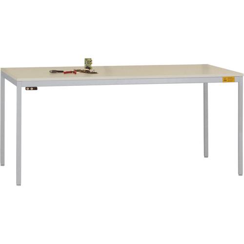 Thumbnail - Manuflex LD1908.9006 ESD ESD-Arbeitstisch UNIDESK mit Melaminplatte, Gestell Alusilber ähnlich RAL 9006, BxTxH = 1200 x ...