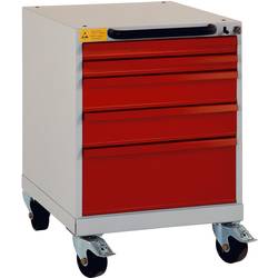 Manuflex LS1023.2001 ESD ESD-Schubfachschrank BASETEC mobil, Nutzhöhe 500 mm mit 5 Schubfächern, in rotorange RAL 2001