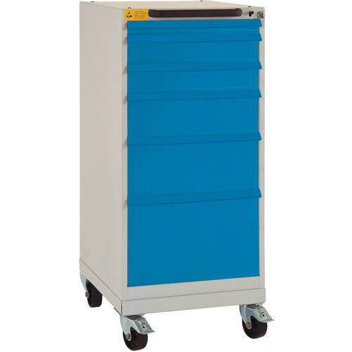 Thumbnail - Manuflex LS1035.5007 ESD ESD-Schubfachschrank BASETEC mobil, Nutzhöhe 900 mm mit 6 Schubfächern, in brillantblau RAL 500...