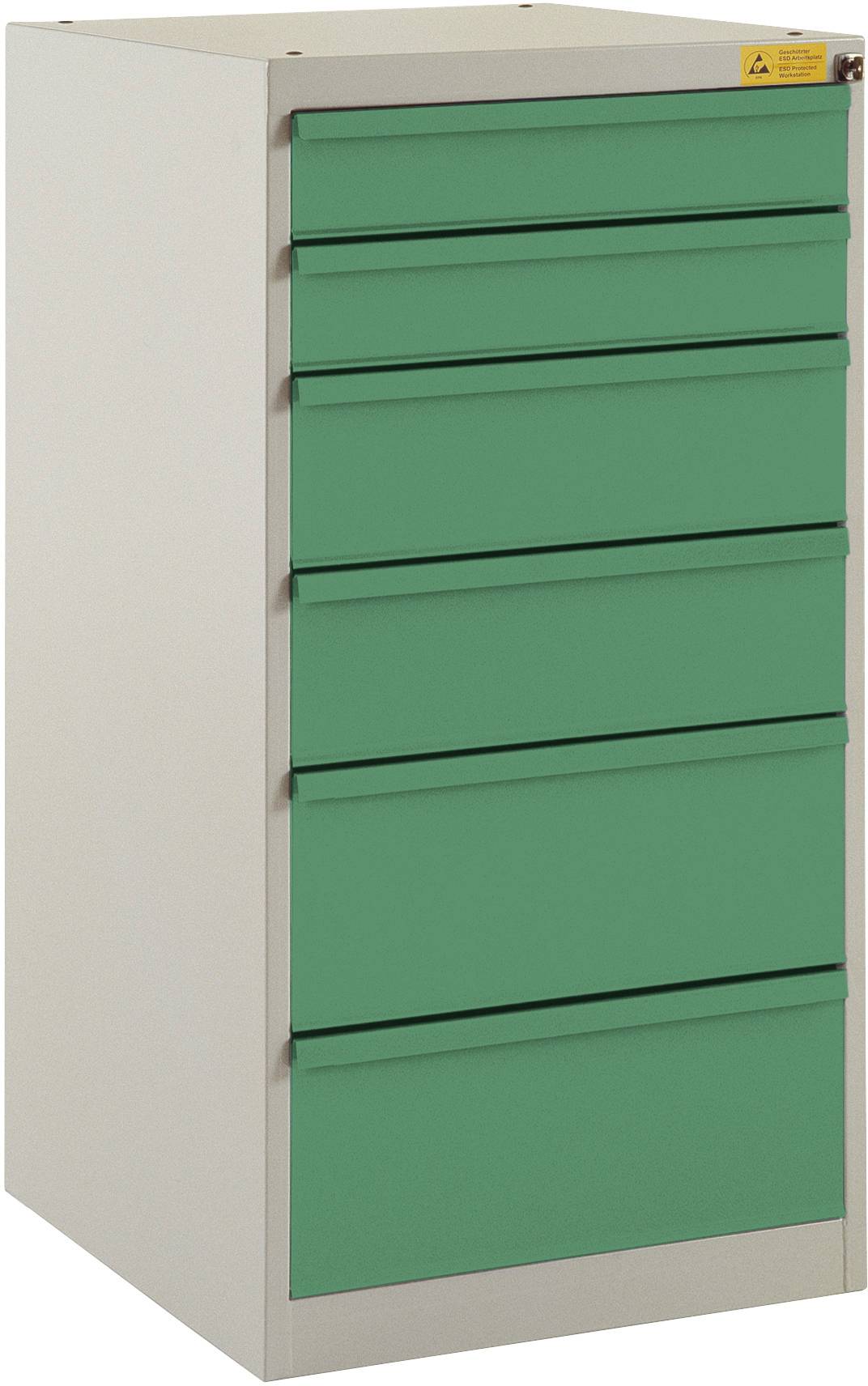 Manuflex LS1042.6011 ESD ESD-Schubfachschrank BASETEC Stationär, Nutzhöhe 900 mm mit 6 Schubfächern, in resedagrün RAL 6011