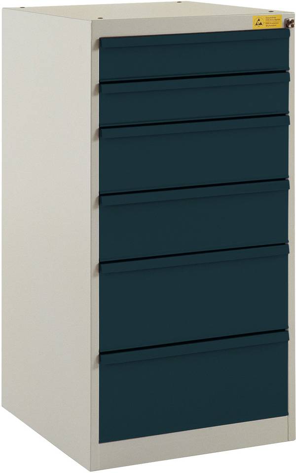 Manuflex LS1042.7016 ESD ESD-Schubfachschrank BASETEC Stationär, Nutzhöhe 900 mm mit 6 Schubfächern, in anthrazit RAL 7016