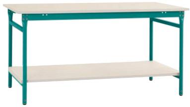 Manuflex BB5227.5021 Komplett-Beistelltisch BASIS stationär mit Kunststoff-Platte + Zwischenboden, BxTxH: 1500 x 800 x 7...