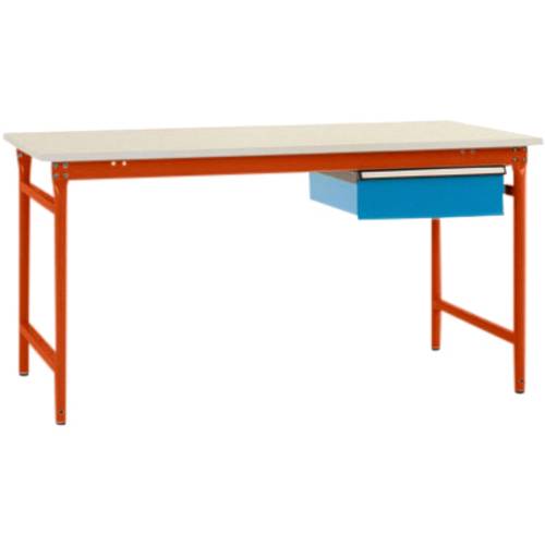 Manuflex BB5257.2001 Komplett-Beistelltisch BASIS stationär mit Kunststoff-Platte + Einzelschubfach, BxTxH: 1500 x 800 x...