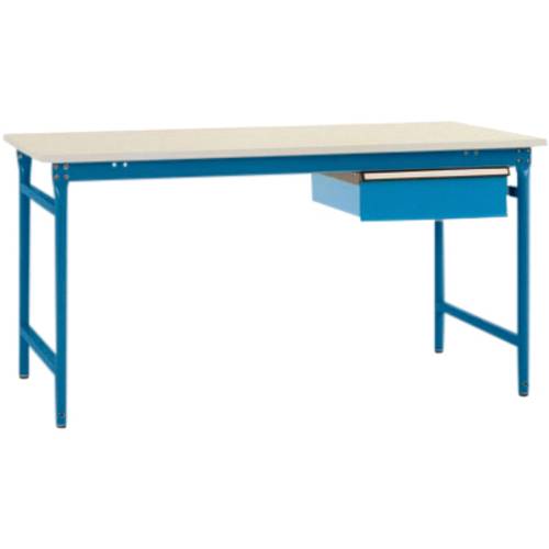 Manuflex BB5251.5007 Komplett-Beistelltisch BASIS stationär mit Melamin-Platte + Einzelschubfach, BxTxH: 1500 x 800 x 78...