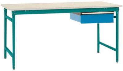 Manuflex BB5257.5021 Komplett-Beistelltisch BASIS stationär mit Kunststoff-Platte + Einzelschubfach, BxTxH: 1500 x 800 x...