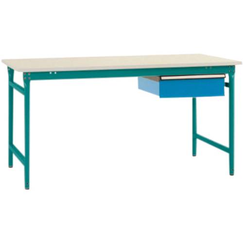 Manuflex BB5257.5021 Komplett-Beistelltisch BASIS stationär mit Kunststoff-Platte + Einzelschubfach, BxTxH: 1500 x 800 x...