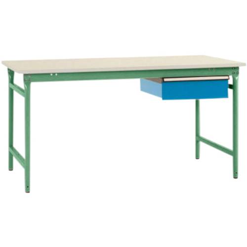 Thumbnail - Manuflex BB5257.6011 Komplett-Beistelltisch BASIS stationär mit Kunststoff-Platte + Einzelschubfach, BxTxH: 1500 x 800 x...