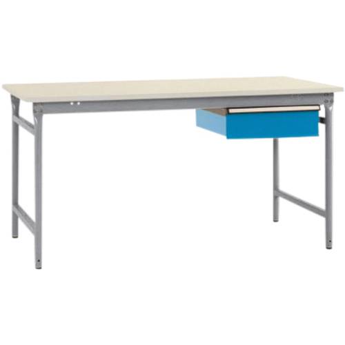 Manuflex BB5247.9006 Komplett-Beistelltisch BASIS stationär mit Kunststoff-Platte + Einzelschubfach, BxTxH: 1250 x 800 x...