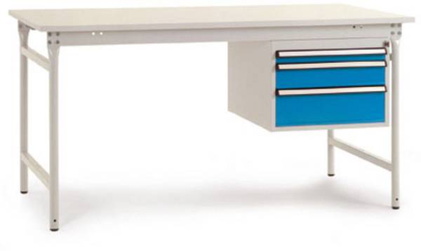 Manuflex BB5277.5012  Komplett-Beistelltisch BASIS stationär mit Kunststoff-Platte + Gehäuse-Unterbau, BxTxH: 1250 x 800 x 780 mm  Licht-Blau (RAL 5012)