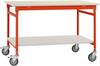 Manuflex BB5301.2001 Komplett-Beistelltisch BASIS mobil mit Melamin-Platte + Zwischenboden, BxTxH: 750 x 500 x 850 mm Rotorange (RAL 2001)