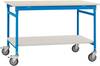 Manuflex BB5301.5012 Komplett-Beistelltisch BASIS mobil mit Melamin-Platte + Zwischenboden, BxTxH: 750 x 500 x 850 mm Licht-Blau (RAL 5012)