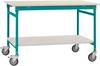 Manuflex BB5301.5021 Komplett-Beistelltisch BASIS mobil mit Melamin-Platte + Zwischenboden, BxTxH: 750 x 500 x 850 mm Wasserblau