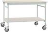 Manuflex BB5301.7035 Komplett-Beistelltisch BASIS mobil mit Melamin-Platte + Zwischenboden, BxTxH: 750 x 500 x 850 mm Lichtgrau (RAL 7035)
