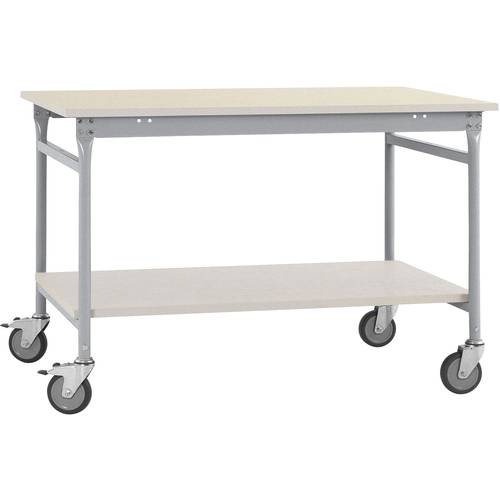 Thumbnail - Manuflex BB5307.9006 Komplett-Beistelltisch BASIS mobil mit Kunststoff-Platte + Zwischenboden, BxTxH: 750 x 500 x 850 mm...