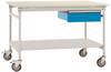 Manuflex TP5341.5012 Komplett-Beistelltisch BASIS mobil mit Melamin-Platte + Einzelschubfach, BxTxH: 1250 x 800 x 850 mm Licht-Blau (RAL 5012)