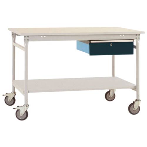 Thumbnail - Manuflex TP5341.7016 Komplett-Beistelltisch BASIS mobil mit Melamin-Platte + Einzelschubfach, BxTxH: 1250 x 800 x 850 mm...