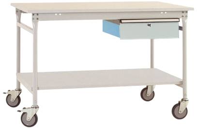 Manuflex BB5351.7035 Komplett-Beistelltisch BASIS mobil mit Melamin-Platte + Einzelschubfach, BxTxH: 1500 x 800 x 850 mm...