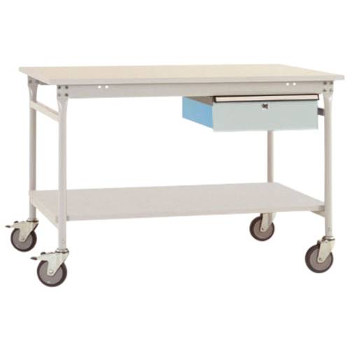 Manuflex BB5331.7035 Komplett-Beistelltisch BASIS mobil mit Melamin-Platte + Einzelschubfach, BxTxH: 1000 x 800 x 850 mm...