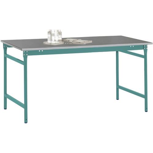 Thumbnail - Manuflex BB3034.5021 Beistelltisch BASIS stationär mit Blechbelag-Platte in Wasserblau RAL 5021, BxTxH: 1250 x 600 x 780...