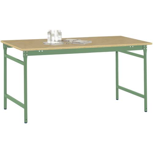 Thumbnail - Manuflex BB3055.6011 Beistelltisch BASIS stationär mit Multiplex-Tischplatte in Resedagrün RAL 6011, BxTxH: 1500 x 600 x...