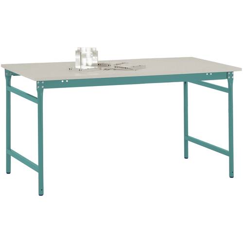 Thumbnail - Manuflex BB3031.5021 Beistelltisch BASIS stationär mit Melamin-Tischplatte in Wasserblau RAL 5021, BxTxH: 1250 x 600 x 7...