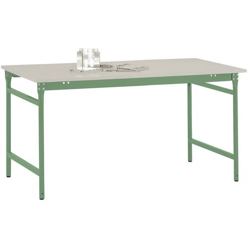 Thumbnail - Manuflex BB3051.6011 Beistelltisch BASIS stationär mit Melamin-Tischplatte in Resedagrün RAL 6011, BxTxH: 1500 x 600 x 7...