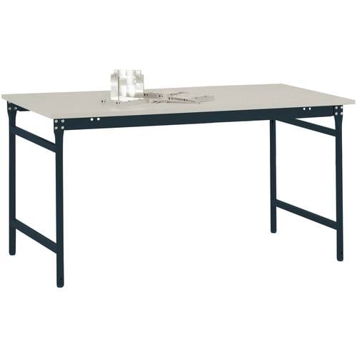 Manuflex BB3011.7016 Beistelltisch BASIS stationär mit Melamin-Tischplatte in Anthrazit RAL 7016, BxTxH: 1000 x 600 x 78...