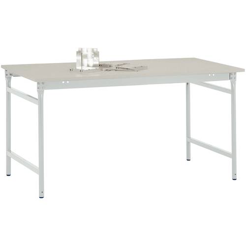 Thumbnail - Manuflex BB3081.7035 Beistelltisch BASIS stationär mit Melamin-Tischplatte in Lichtgrau RAL 7035, BxTxH: 2000 x 800 x 78...