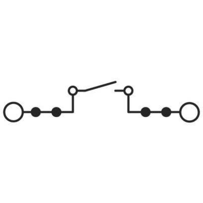 Diagramm einer elektrischen Schaltung mit zwei Schaltern und zwei Verbindungen, die sich in einer offenen Position befinden.