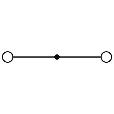 Kreisdiagramm: Zwei größere Kreise (Endpunkte) sind durch eine Linie mit einem kleineren, zentralen Kreis verbunden.