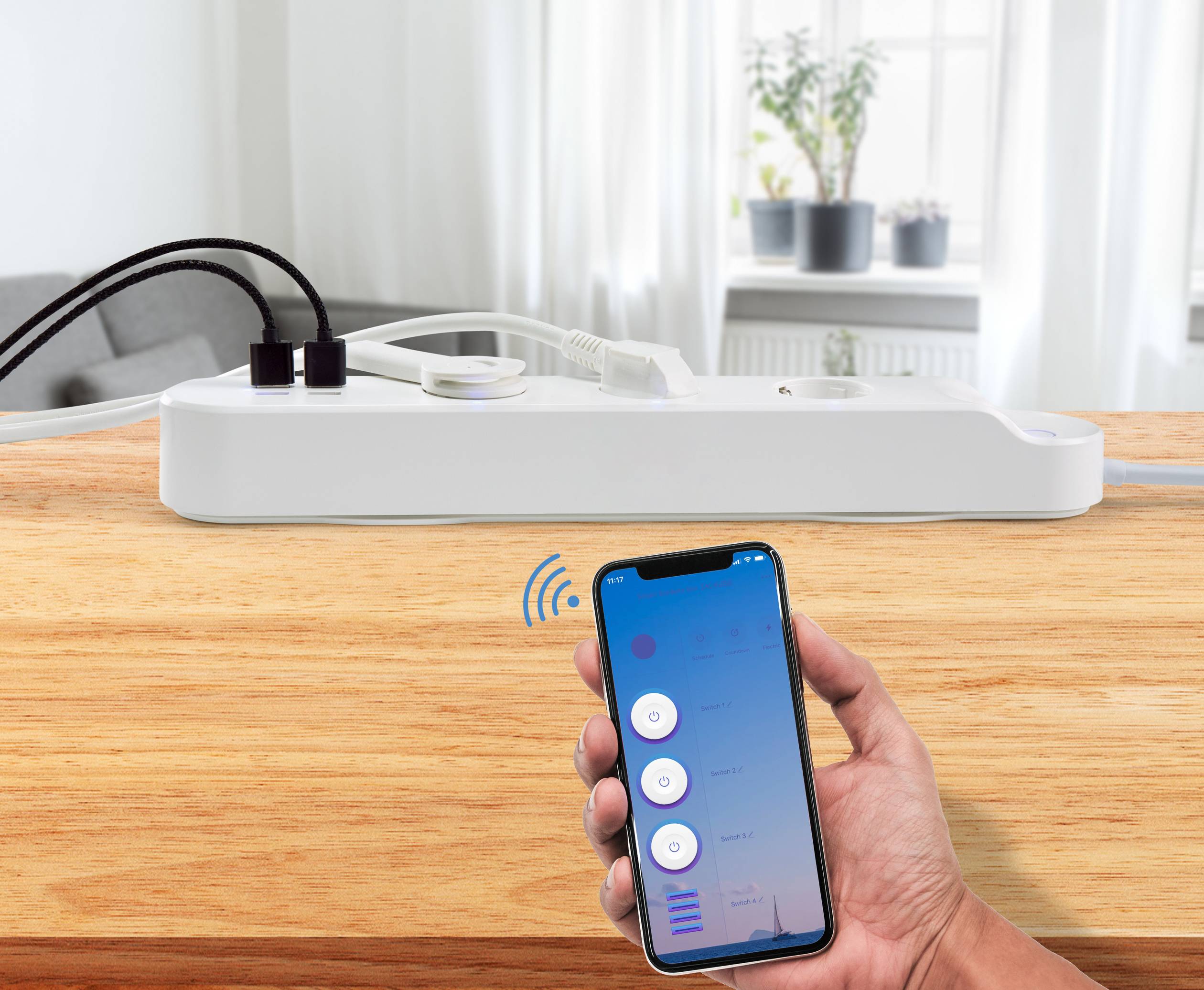 Sygonix SY-4452326 WiFi-Steckdosenleiste Weiß Schutzkontakt 1 St.-4