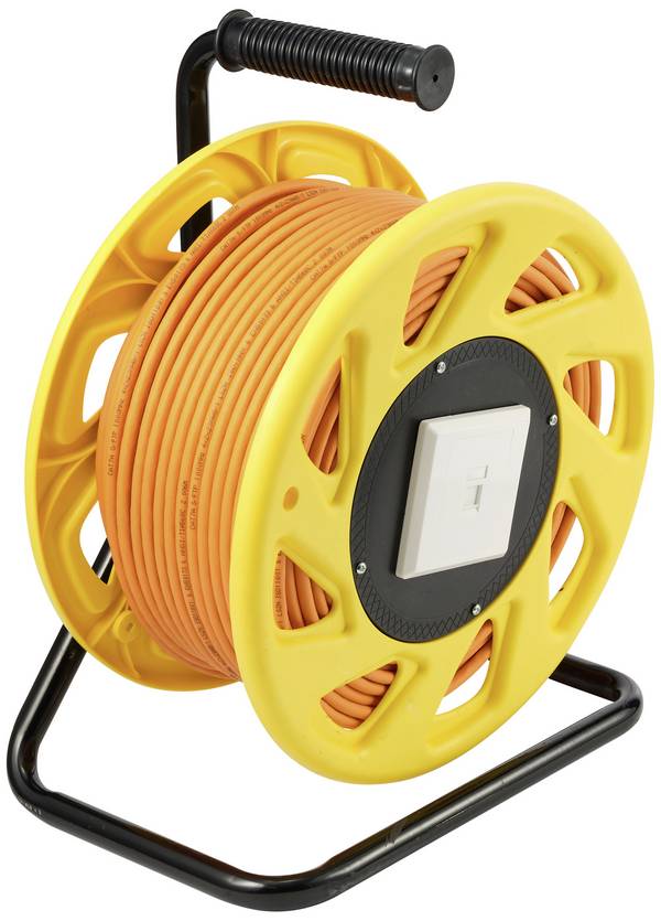 Renkforce RJ45 Netzwerk Kabeltrommel CAT 7a S/FTP 50.00 m Orange Rund