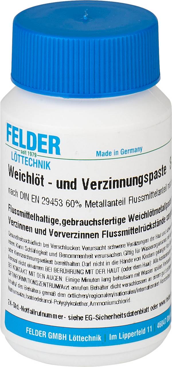 Felder Sn97Cu3 Weichlöt- und Verzinnungspaste Inhalt 250 g