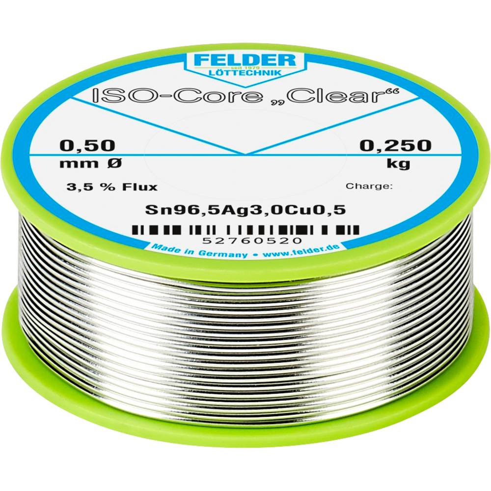 Felder Löttechnik ISO-Core Clear SAC305 Soldeertin Spoel Sn96,5Ag3Cu0,5 0.250 kg 0.5 mm