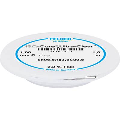 Felder ISO-Core "Ultra Clear" SAC305 Lötzinn Spule Sn96,5Ag3Cu0,5 1 mm