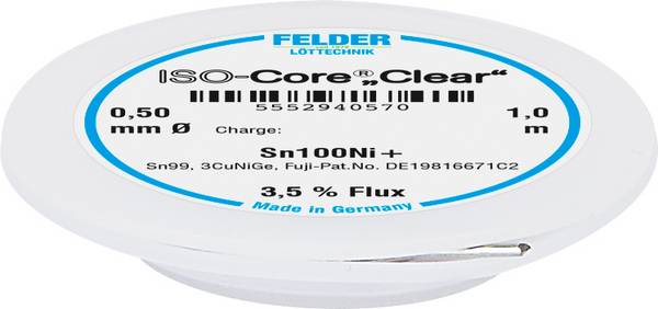 Felder ISO-Core "Clear" Sn100Ni+ Lötzinn Spule Sn99,25Cu0,7Ni0,05 0.5 mm
