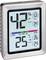 Digitaler Hygrometer und Thermometer. Zeigt 42% Luftfeuchtigkeit und 25 Grad Celsius an. Pfeile zeigen Trend nach oben.