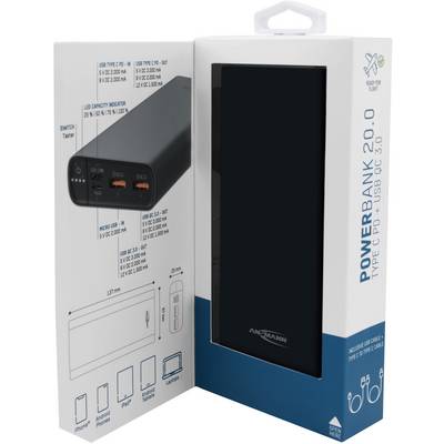 Ansmann 20Ah PD Powerbank 20000 mAh USB PD, Quick Charge 3.0 LiPo Schwarz Statusanzeige-9