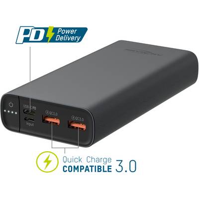 Ansmann 20Ah PD Powerbank 20000 mAh USB PD, Quick Charge 3.0 LiPo Schwarz Statusanzeige-14