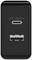 Schwarzes Ladegerät mit einem USB-C- und einem USB-A-Anschluss. USB-C unterstützt 'PD 65W'.