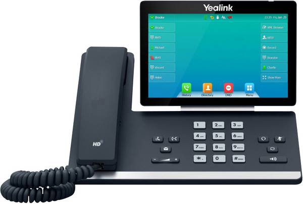 Yealink SIP-T57W Schnurgebundenes Telefon, VoIP Bluetooth, Freisprechen, für Hörgeräte kompatibel, Headsetanschluss, Optische Anrufsignalisierung, PoE, Touchscreen, Wahlwiederholung, WLAN Touch-Farbdisplay Schwarz