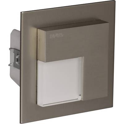 Ein moderner, quadratischer Wandleuchte mit gebürstetem Metallrahmen und einem weißen, rechteckigen Lichtpaneel, geeignet für Flure.