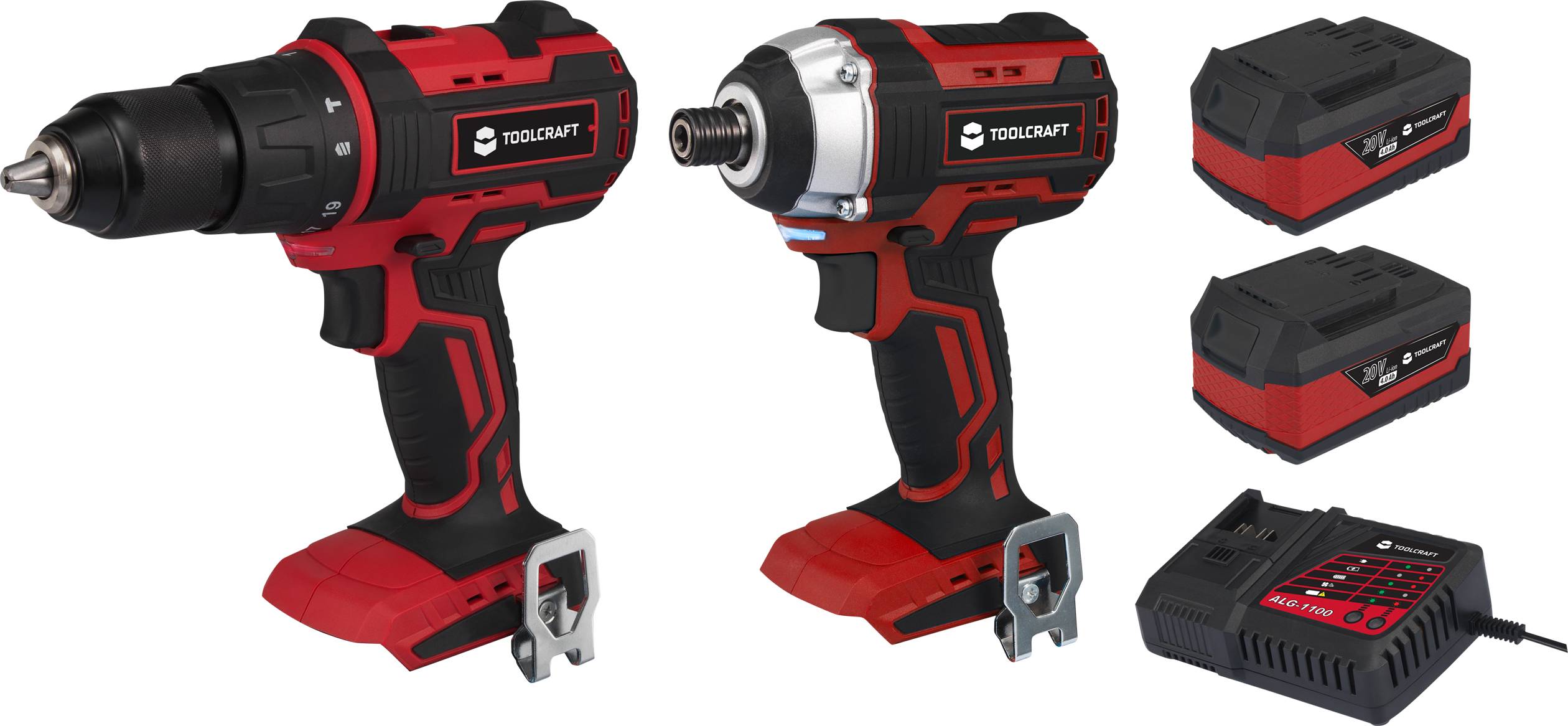 Aku příklepová vrtačka, aku příklepový šroubovák TOOLCRAFT 20 V, 4 Ah, Li-Ion akumulátor