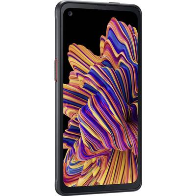 Smartphone mit buntem, abstraktem Kunstwerk auf dem Bildschirm. Das Bild zeigt dynamische, wellenförmige Streifen in lebhaften Farben.