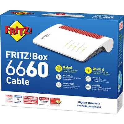 FRITZ! FRITZ!Box 6660 Cable WLAN Router mit Modem Integriertes Modem: Kabel 2.4 GHz, 5 GHz 2.4 GBit/s-4